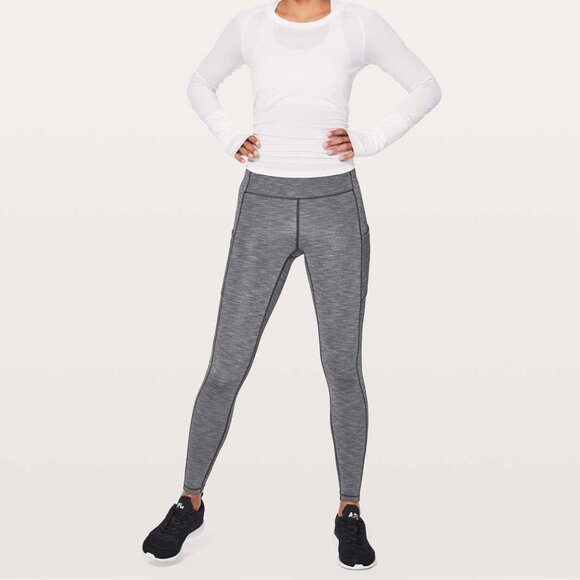 Lululemon Speed Up Tight Full-On Luxtreme Brushed 28" Heathered Deep Coal size 4 - Picture 3 of 9